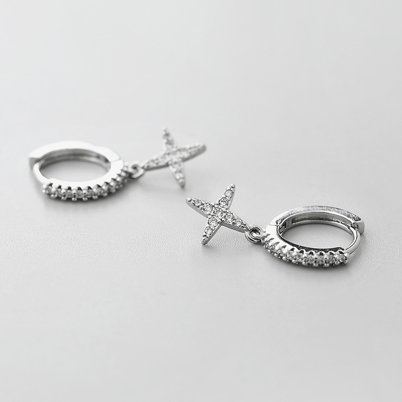 Fashion Shiny Cross Star Pendant Copper Earrings Wholesale Nihaojewelrypicture5