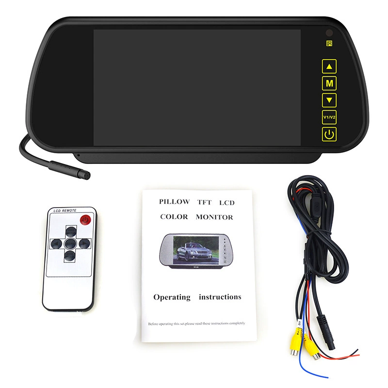 Universal 7-inch TFT LCD Car Rear View Mirror Display with AV dual input reversing image system