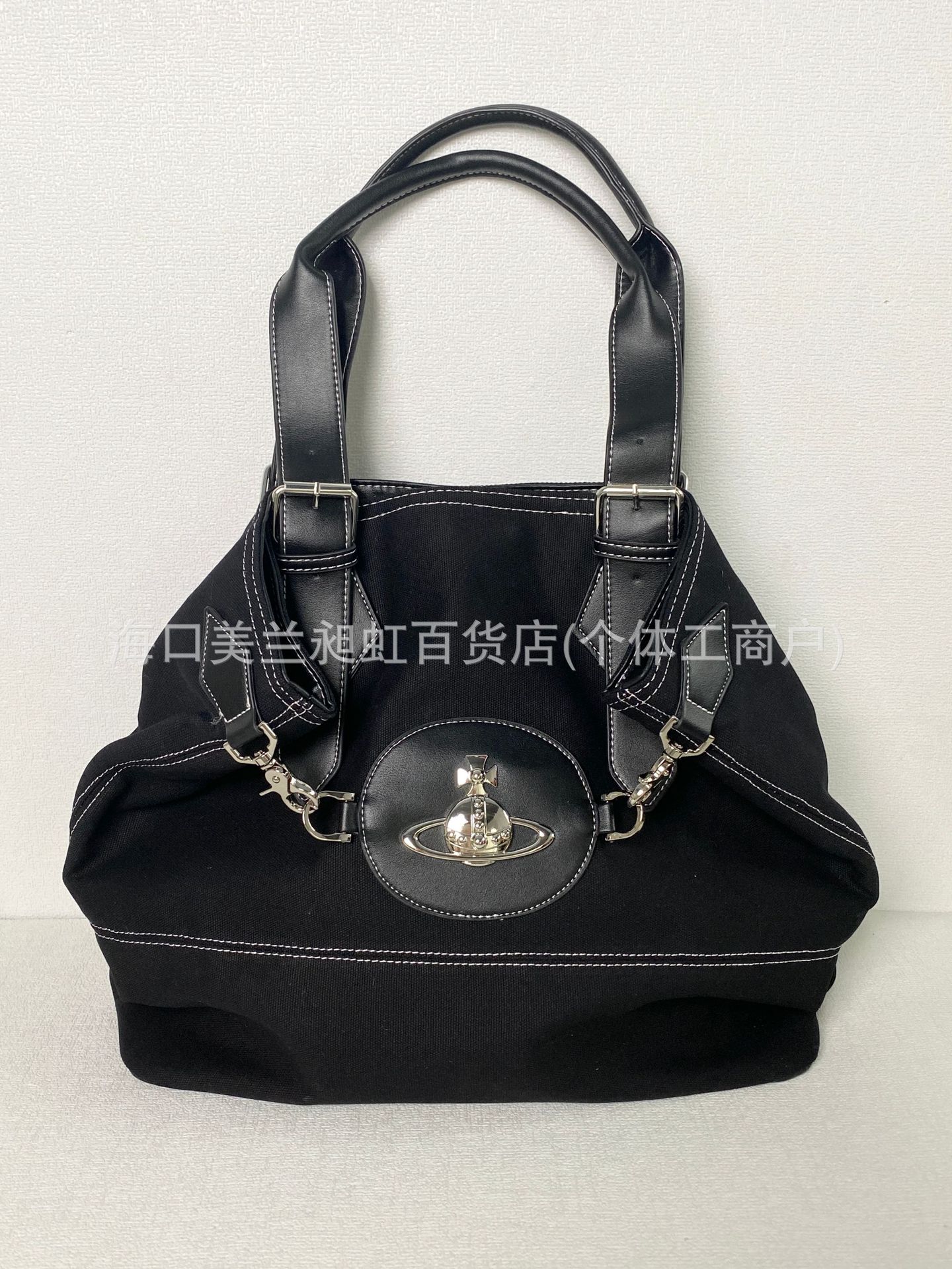 블랙 캔버스 토트