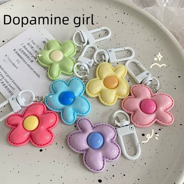 White Buckle 615 Original New Candy Color Flower Keychain Dopamine Accessories Ins Cute Girl Pendant