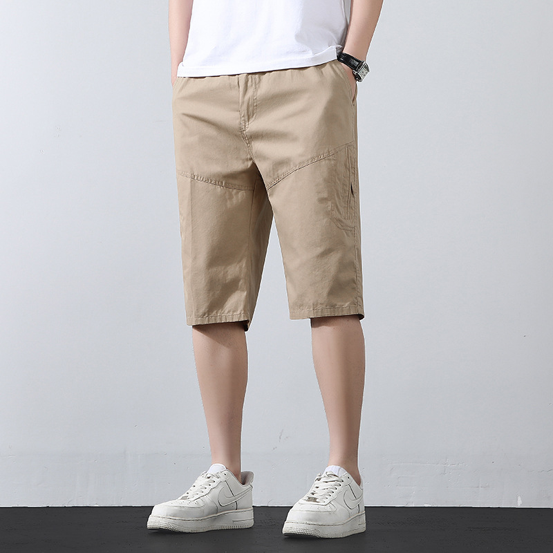 七分裤男夏季大码宽松纯棉多口袋男士百搭运动裤直筒工装休闲裤