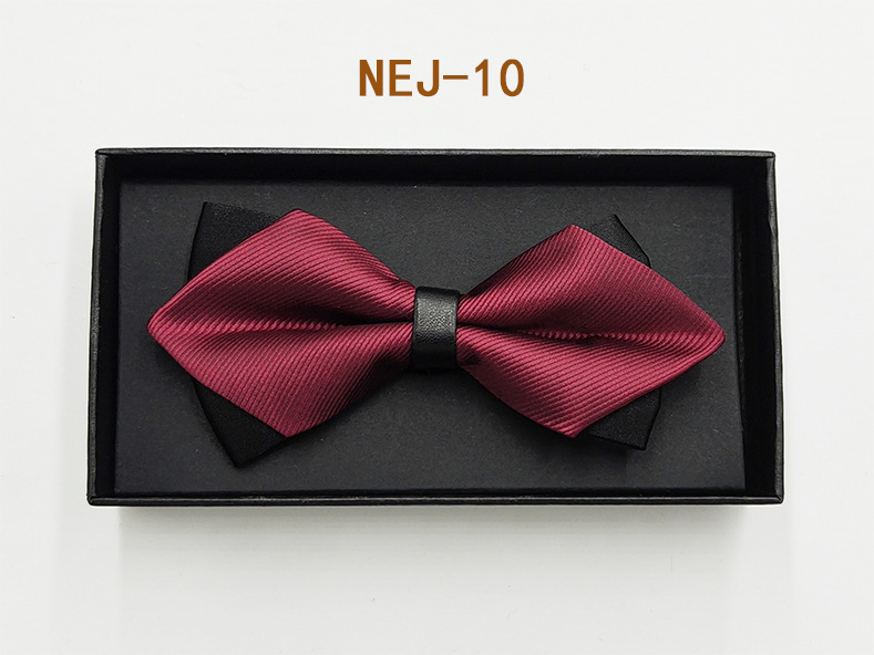 Pajarita negra de color sólido para hombre Boda británica Boda novio padrino traje camisa arco caja de regalo embalaje