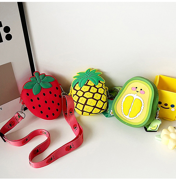 Enfants Petit Pvc Fruit Ananas Mignon Carré Fermeture Éclair Sac Bandoulière display picture 1