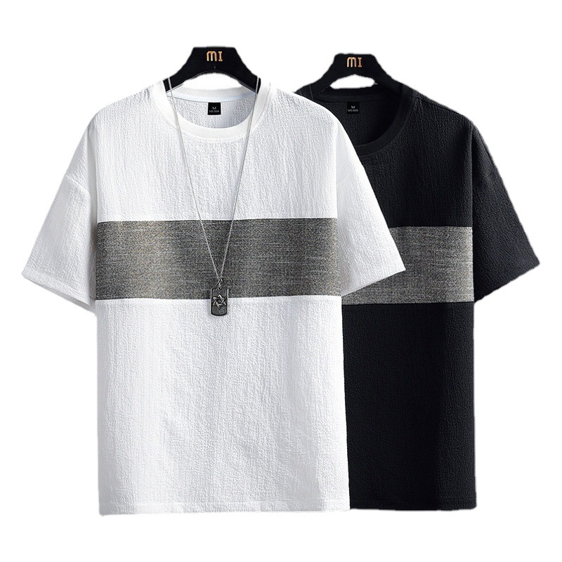 Camiseta de manga corta para hombre 2022 verano nuevo cuello redondo de media manga estilo coreano slim fit más tamaño camiseta juvenil camisa de fondo