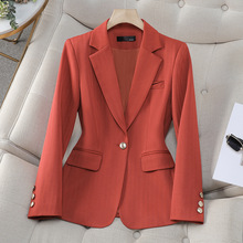 橘红色职业西装外套女春秋2024新款高级感时尚修身小个子西服上衣