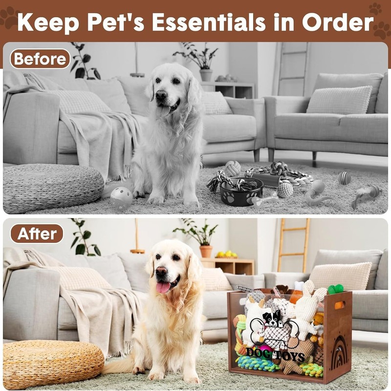 木製犬のおもちゃ収納ボックス大型犬のおもちゃ収納オーガナイザーアクリルペット収納ボックス|undefined