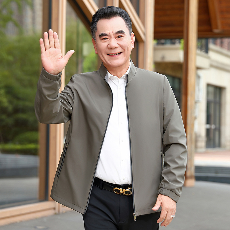 Dad's Autumn Casual Stand-Up Collar Jacket for Middle-Aged and Elderly Men, Business Commuting, Lightweight Breathable Jacket Dad's Autumn Casual Stand-Up Collar Jacket for Middle-Aged and Elderly Men, Business Commuting, Lightweight Breathable Jacket