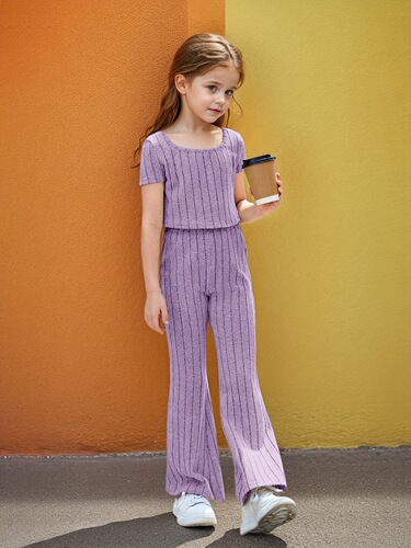 Cross-border foreign trade INS sweaters, pit strip, short top, trumpet pants suit, girls 'round collar, cross-border hot sales
