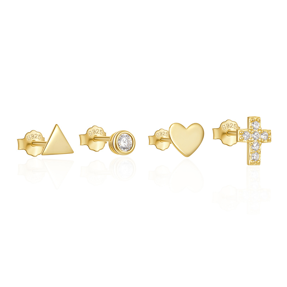 3g Weight Ear Studs Classification 1 Set Quantity Daily Occasion 925 Sterling Silver Material Star, Butterfly Pattern Women's Gender Plating Design Simple Style Style 1 Set 925 Sterling Silver Star Butterfly Ear Studs 118