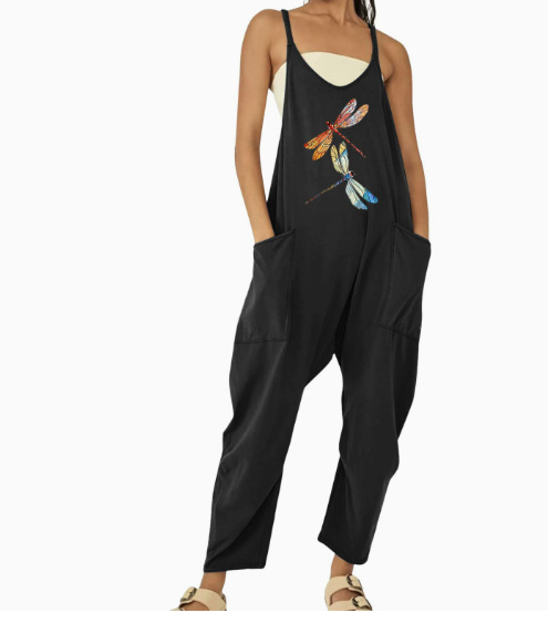 Ropa de mujer europea y americana 2024 verano nuevo estilo Amazon casual bolsillo tirantes de punto pantalones de una pieza pantalones con tirantes mujeres image 40