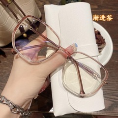 ins風透明框架眼鏡 配有度數近視防藍光輻射大臉顯瘦素顏平光鏡女