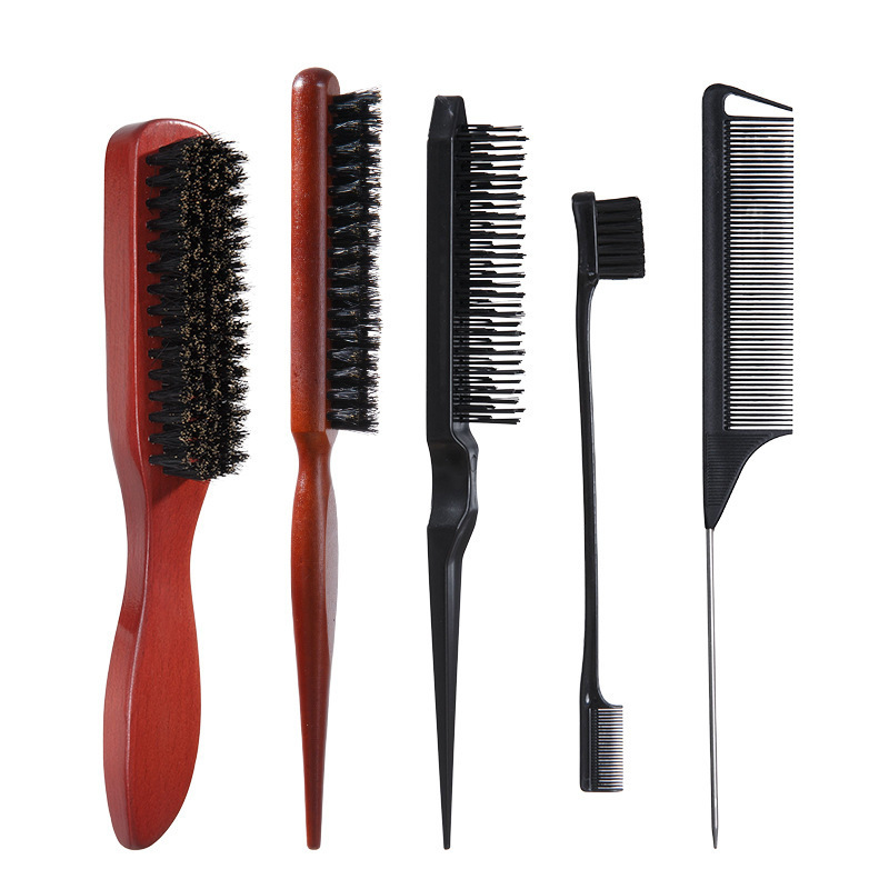 Factory Cross-Border Hot-Selling Solid Wood Boar Bristle Styling Brush Set for Men and Women, Portable Three-Row Hair Comb, Pointed Tail Beard Brush Factory Cross-Border Hot-Selling Solid Wood Boar Bristle Styling Brush Set for Men and Women, Portable Three-Row Hair Comb, Pointed Tail Beard Brush