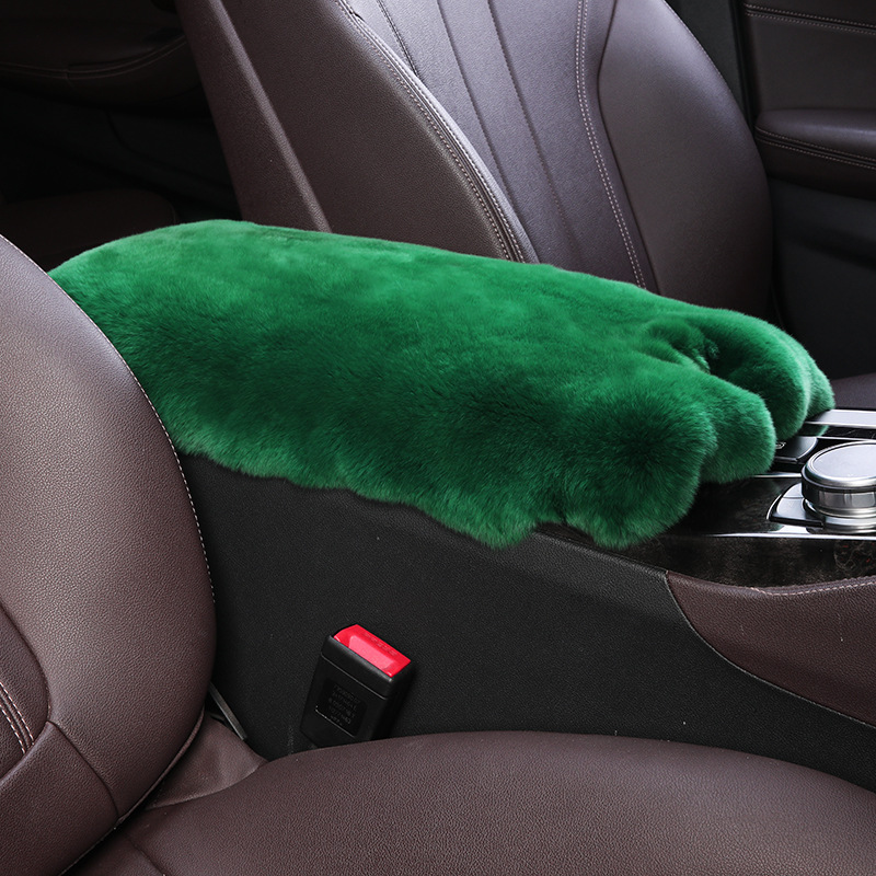 Armrest Box Pad | Universal Armrest box pad - dark-green-high-quality-whole-rex-rabbit-skin