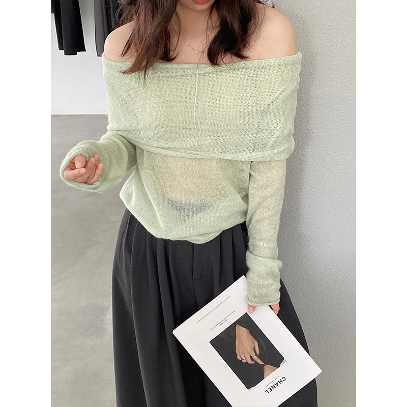 Jiangzuo 10% Wool Sexy Off-Shoulder Purple Knit Top, New Spring 2026 Style, Lazy Style, Slimming, Off-Shoulder, Long Sleeves F632 Jiangzuo 10% Wool Sexy Off-Shoulder Purple Knit Top, New Spring 2026 Style, Lazy Style, Slimming, Off-Shoulder, Long Sleeves F632