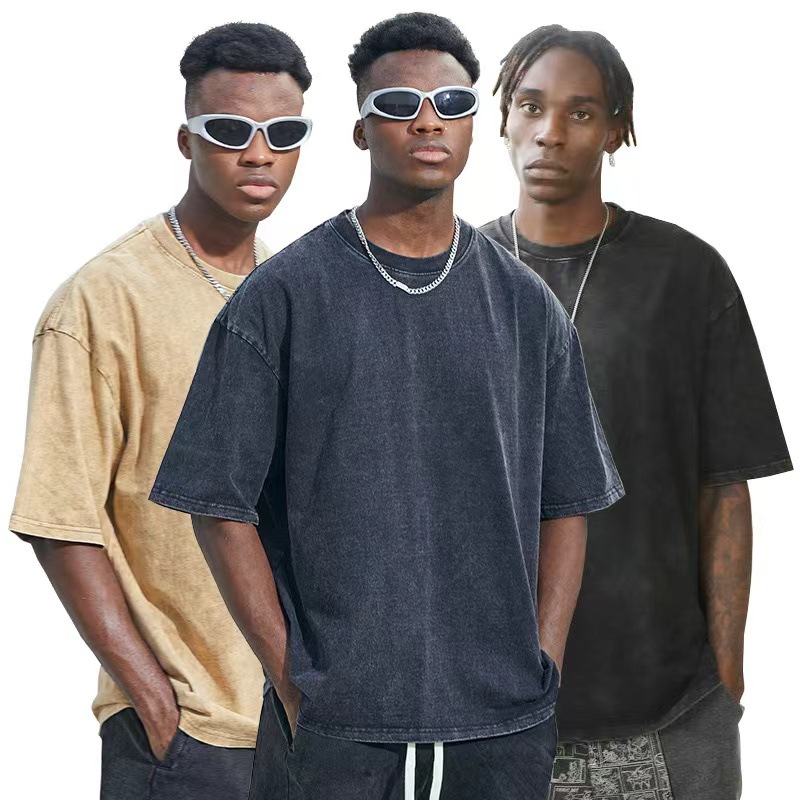 230g pesado camiseta de manga corta hombre de verano cuello redondo suelto oversize hacer vieja marca de moda chaqueta casual versátil