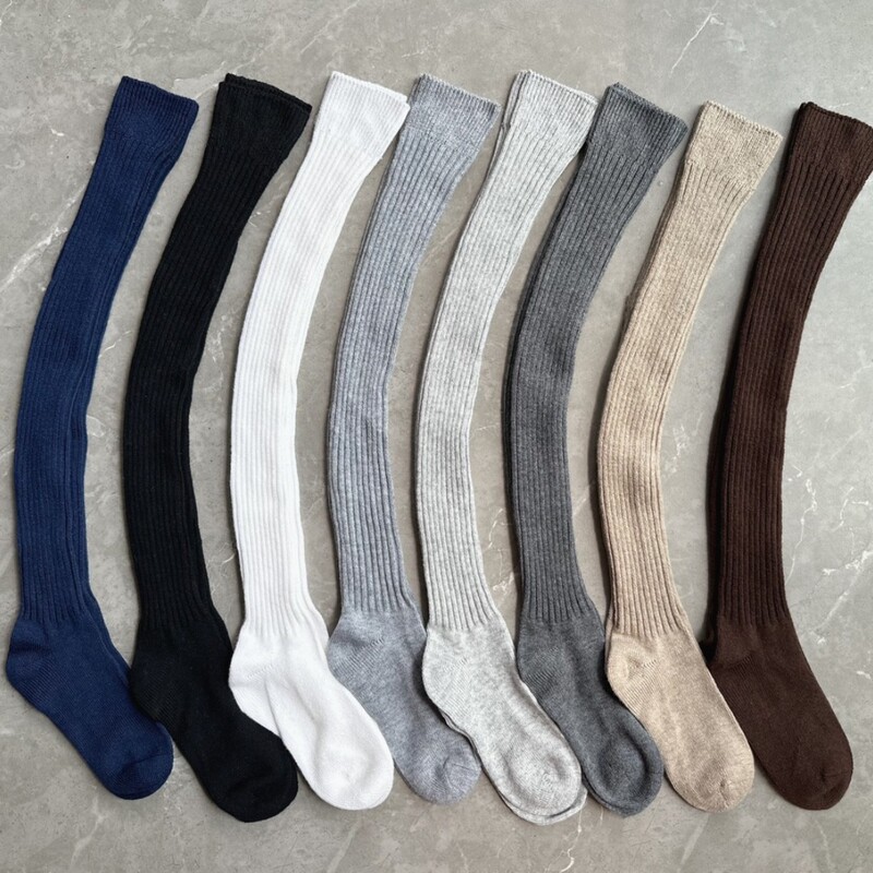 Autumn and Winter South Korea Dongdaemun over-the-knee wool socks boss lady pit stripe striped candy color all-match pile socks over-the-knee socks