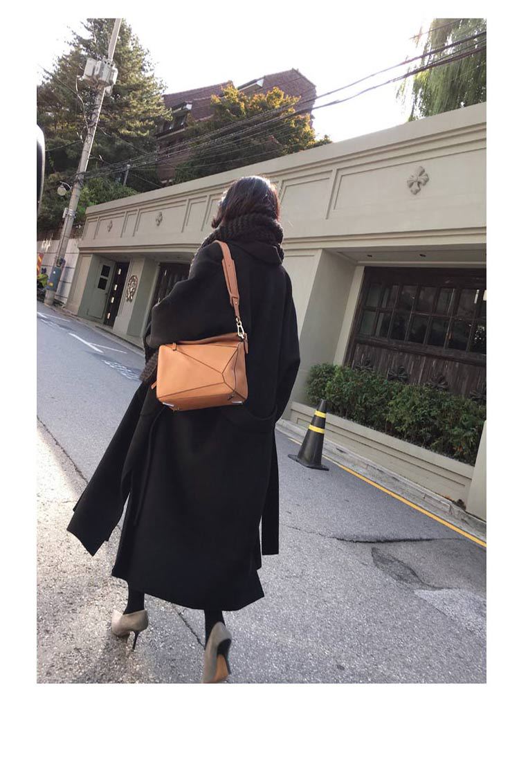 Długi, dwustronny, gruby wełniany płaszcz damski na jesień i zimę._voghion.com