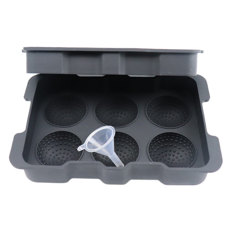 Silicona 6 hoyos Golf bola de hielo molde de hockey sobre hielo molde de cubo de hielo fácil desmoldeo bola redonda molde de hielo