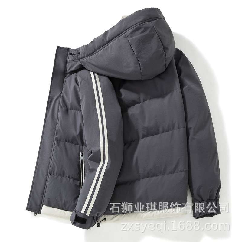 Chaqueta Acolchada con Capucha para Hombre de Poliéster Térmica y Cortavientos para Invierno image 5