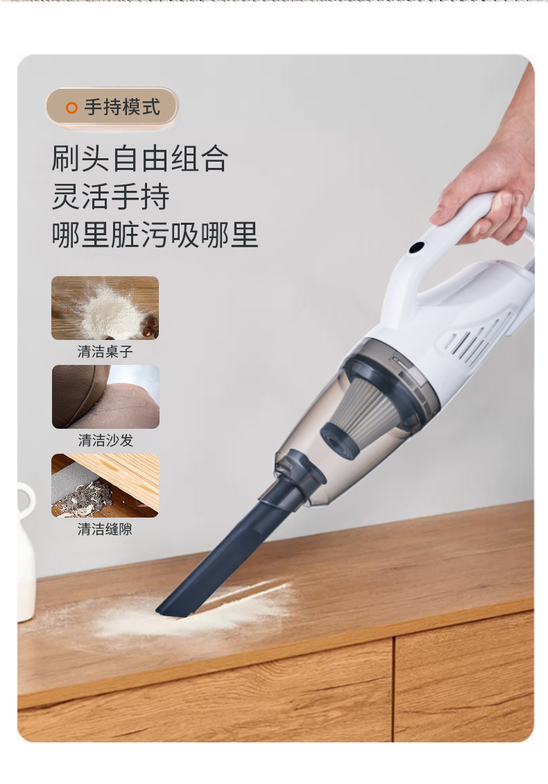 Cross-Border Car Vacuum Cleaner New Small Household Dust Collector Large Suction Cleaning Machine Wireless Handheld Vacuum Cleaner