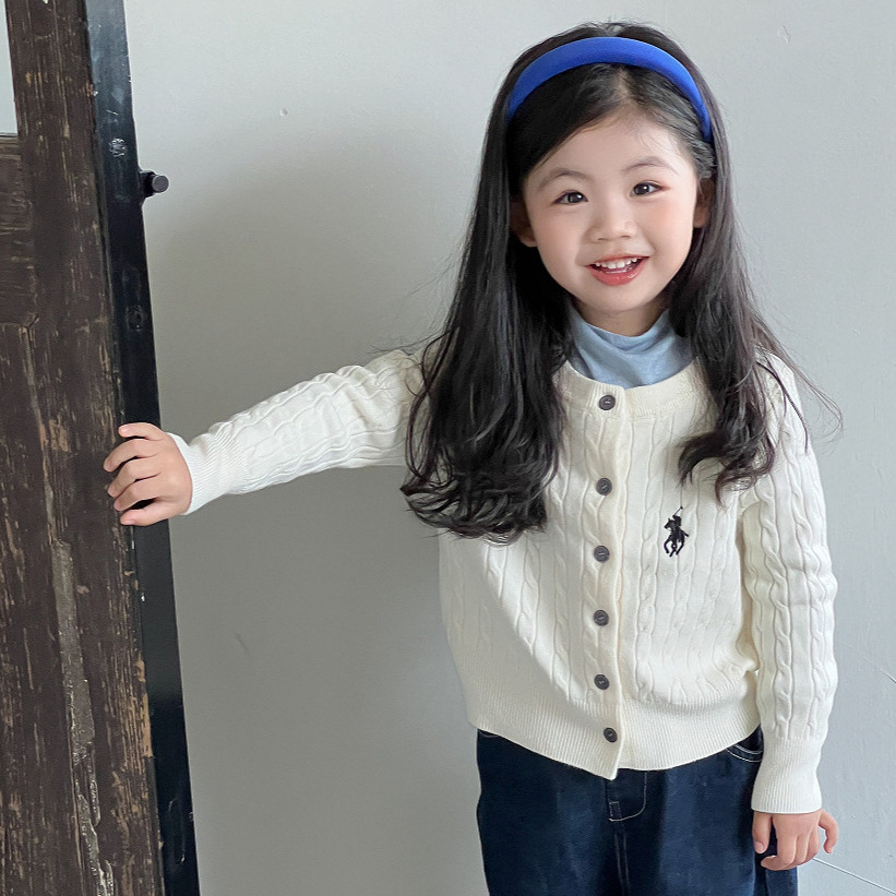 女童针织开衫2025新款秋装韩版女宝宝麻花刺绣外衣儿童长袖毛衣