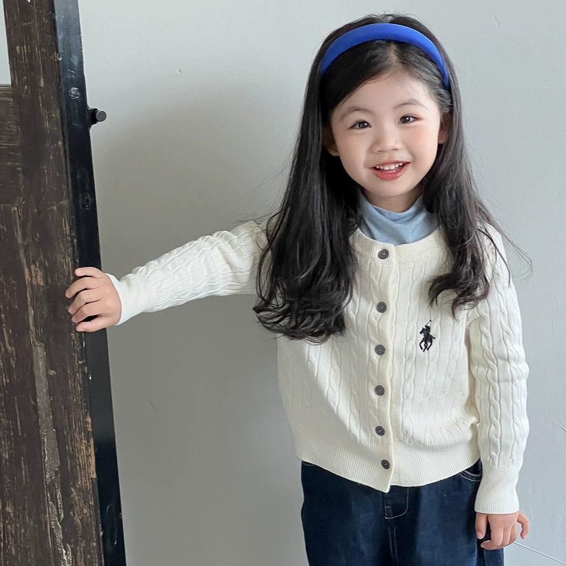 女童针织开衫2025新款秋装韩版女宝宝麻花刺绣外衣儿童长袖毛衣