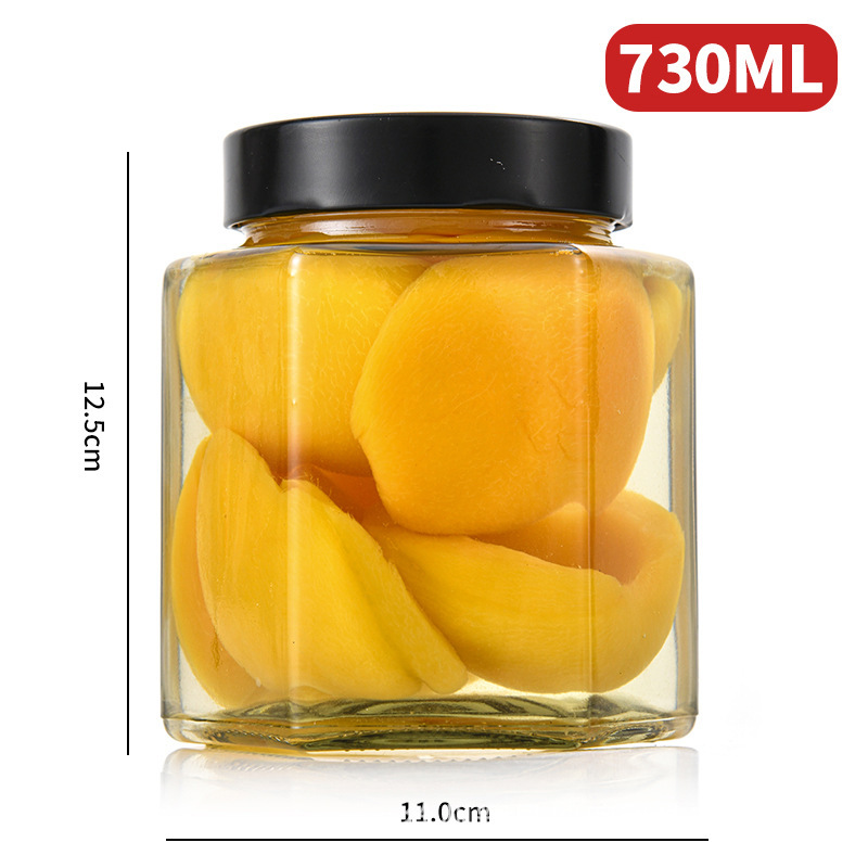 メーカー卸売りガラス高蓋六稜四方蜂蜜瓶透明味噌汁瓶密封ジャム瓶蜂蜜瓶|undefined