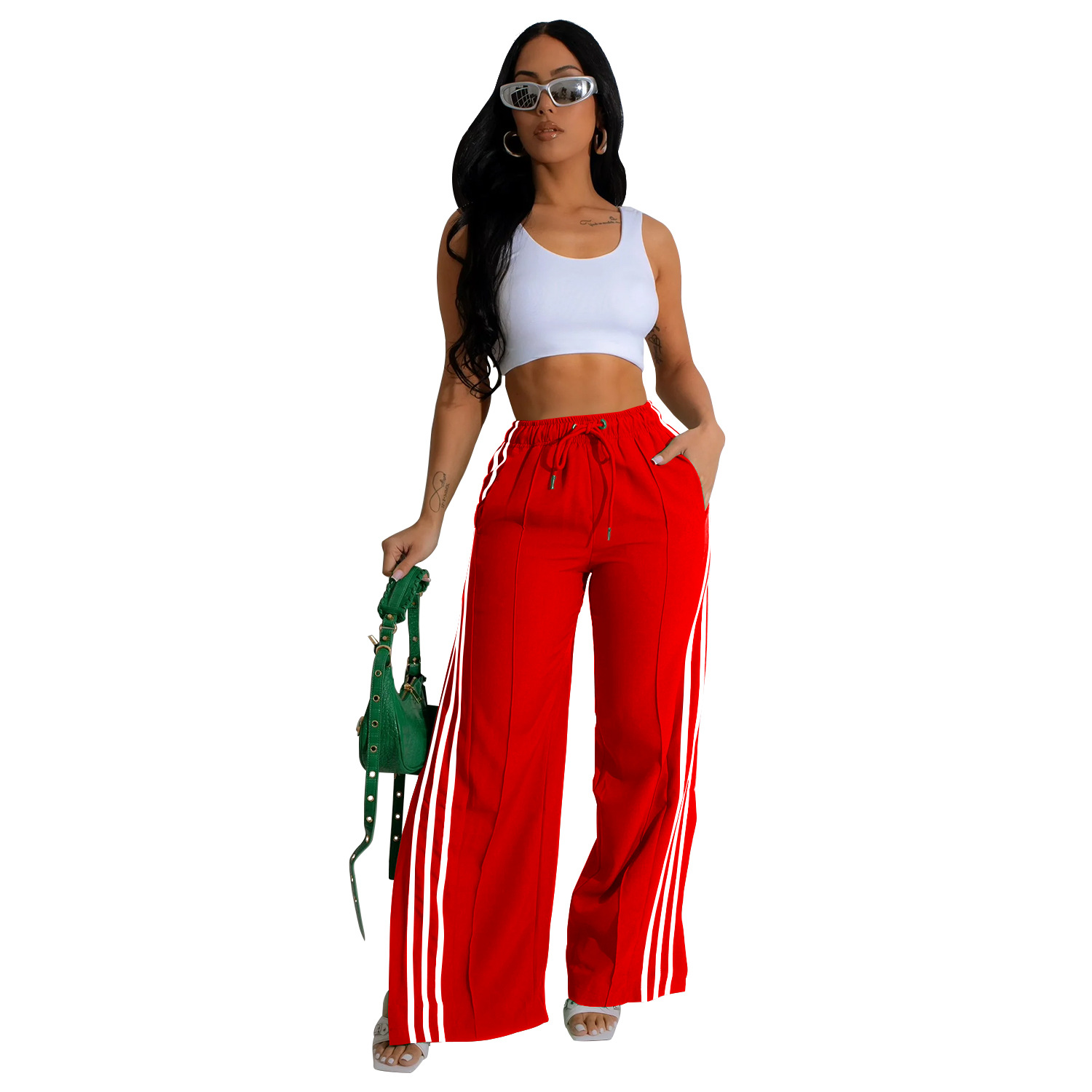 C6960 Cross-border AliExpress Amazon Estación independiente Moda europea y americana Ropa de mujer Pantalones individuales Pantalones deportivos de color sólido Multicolor image 10