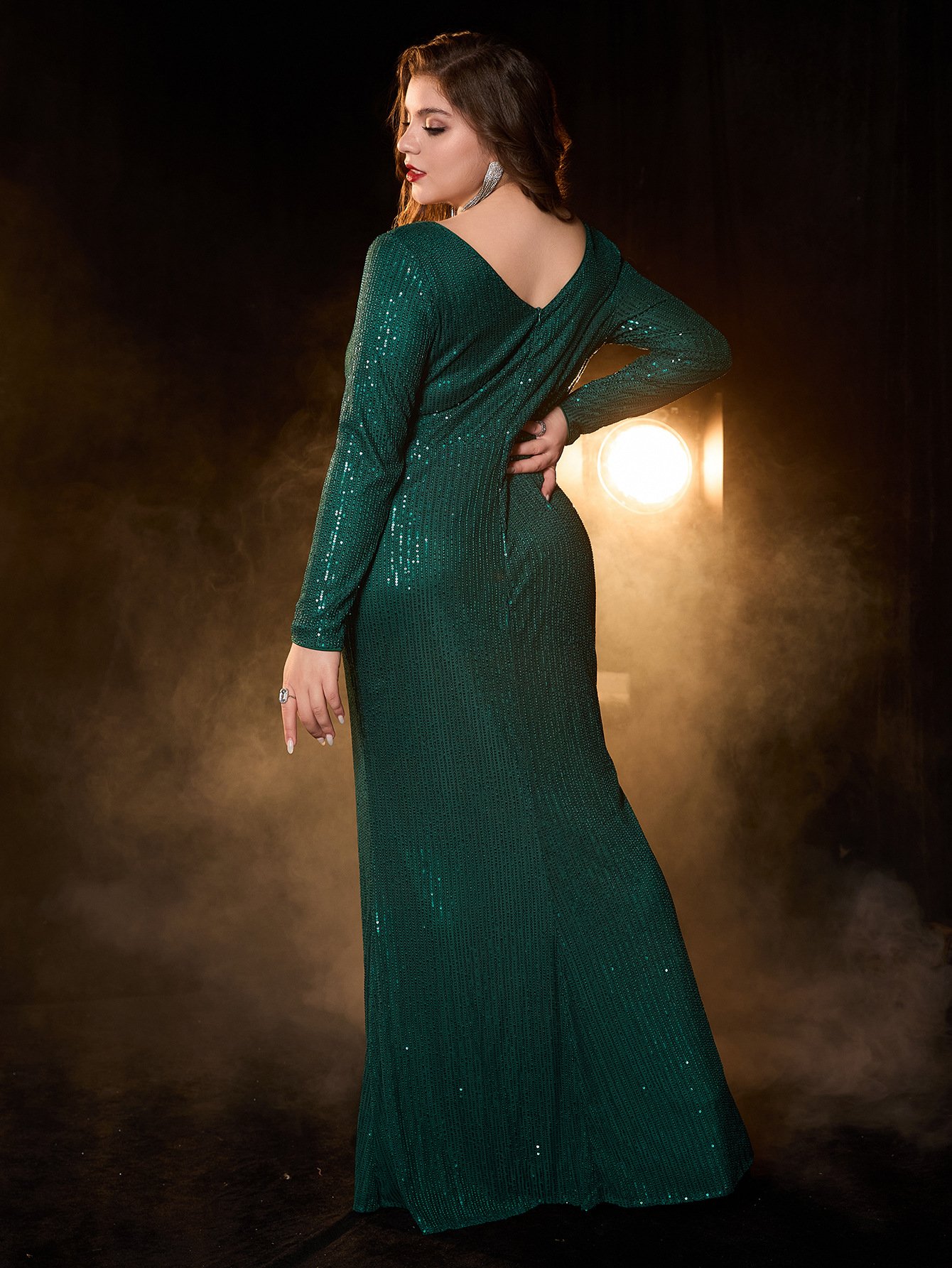 Vestido de talla grande vestido de dama de honor verde caliente vestido de noche elegante de mujer europea y americana 2025 comercio exterior Amazon