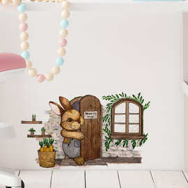 新款FX-F305 卡通彩绘小兔子的家厅卧室情人节家居墙面装饰墙贴纸