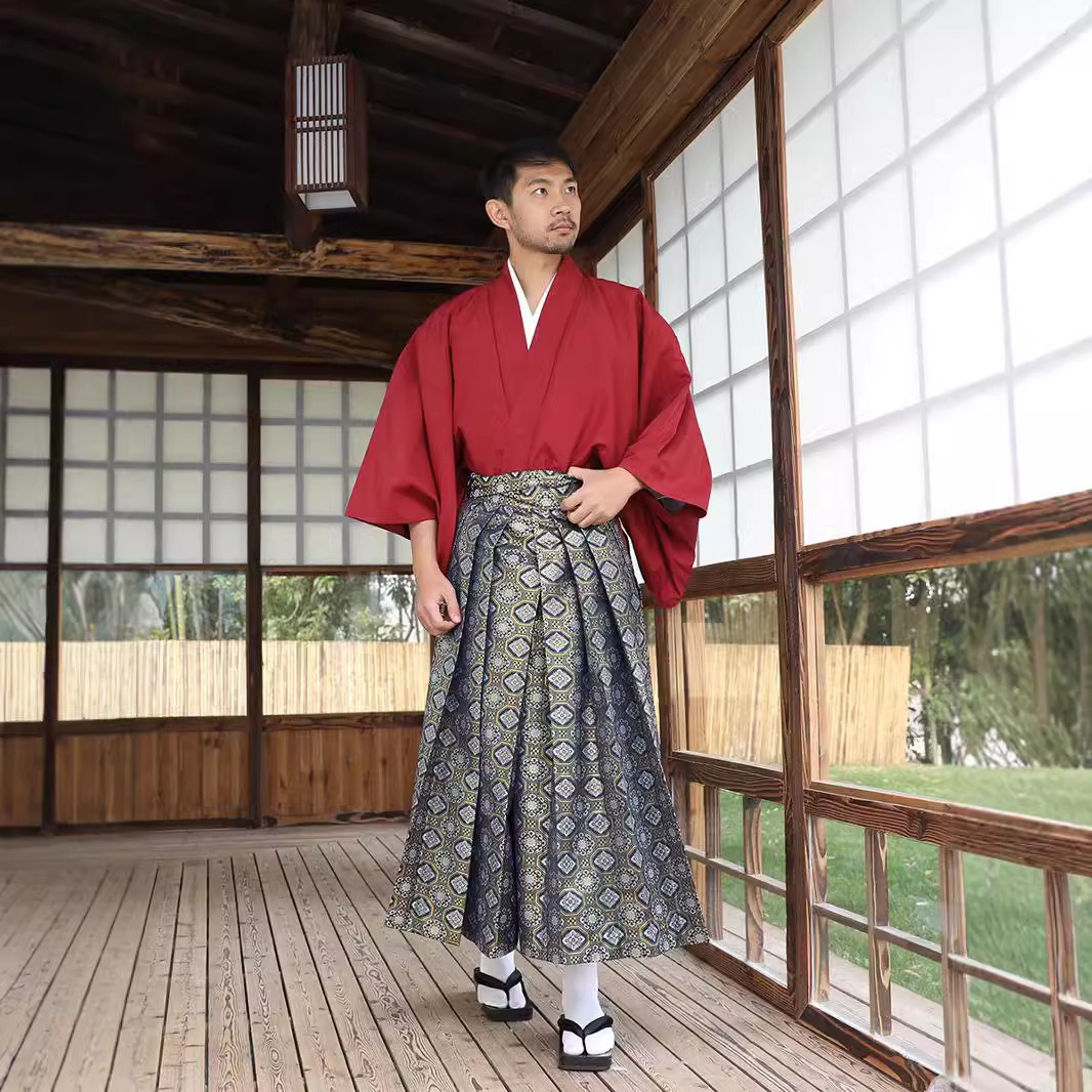 男士日本传统和服行灯袴正装和服男款套装日本武士和服演出服