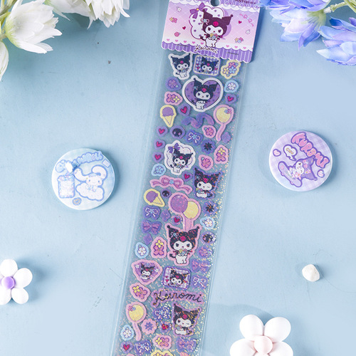 Yuemu Sanrio Huahua All Things Sticker Cute Girly Heart Children Ins Style Kurome Flash Dot Film PET Sticker