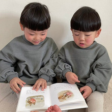 韩版针织棉圆领长袖设计2025秋冬卫衣男女宝宝百搭款儿童时尚上衣