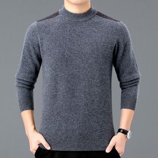 2022 Winter New Half-turtleneck Men's Middle-aged Cashmere Sweater Loose Warm Knitted Sweater for Men's Dad