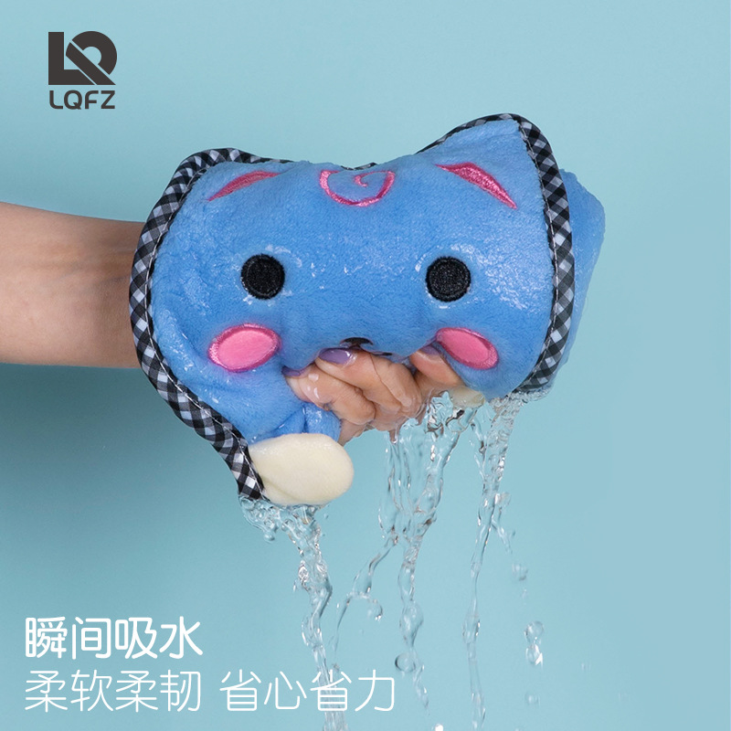 Toalla de mano impresa LOGO lindo Baño de cocina absorbente toalla colgante cabeza Toalla de pelo seco