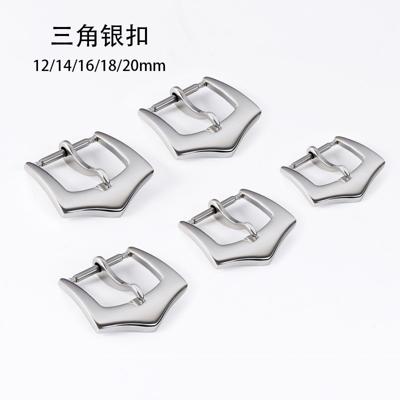 Stainless steel triangle buckle strap accessories silicone leather strap universal 12/14/16/18/20mm stainless steel pin buckle Stainless steel triangle buckle strap accessories silicone leather strap universal 12/14/16/18/20mm stainless steel pin buckle