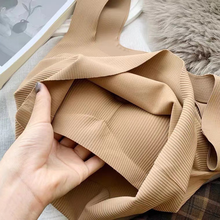 Square Collar Vest bra Threaded One-piece Fixed Cup Chest Pad Beautiful Back Outer Wear Hot Girl Summer Chest Wrap Underwear Women