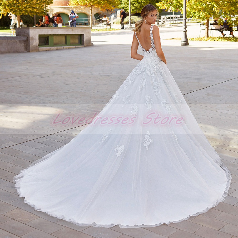 Vestido de novia europeo y americano Amazon Almacén de ultramar sin mangas con cuello en V digno elegante Boda nupcial vestido de novia blanco transfronterizo image 7