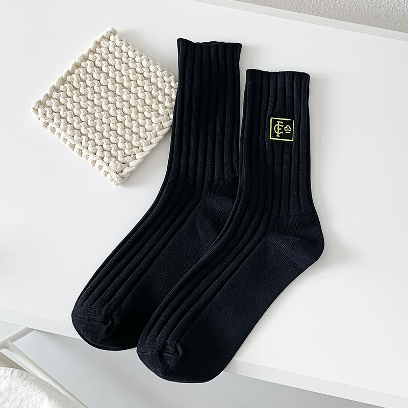 Knee Socks (Tide) Embroidered Fashion Socks, South Korea Style, One Size, Colorful