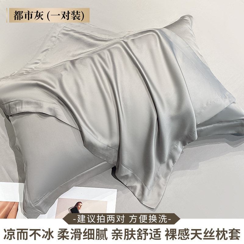 Funda de almohada de verano Tensi, un par de seda de doble cara, seda de hielo de rama alta, juego frío 48x74cm, lujo ligero