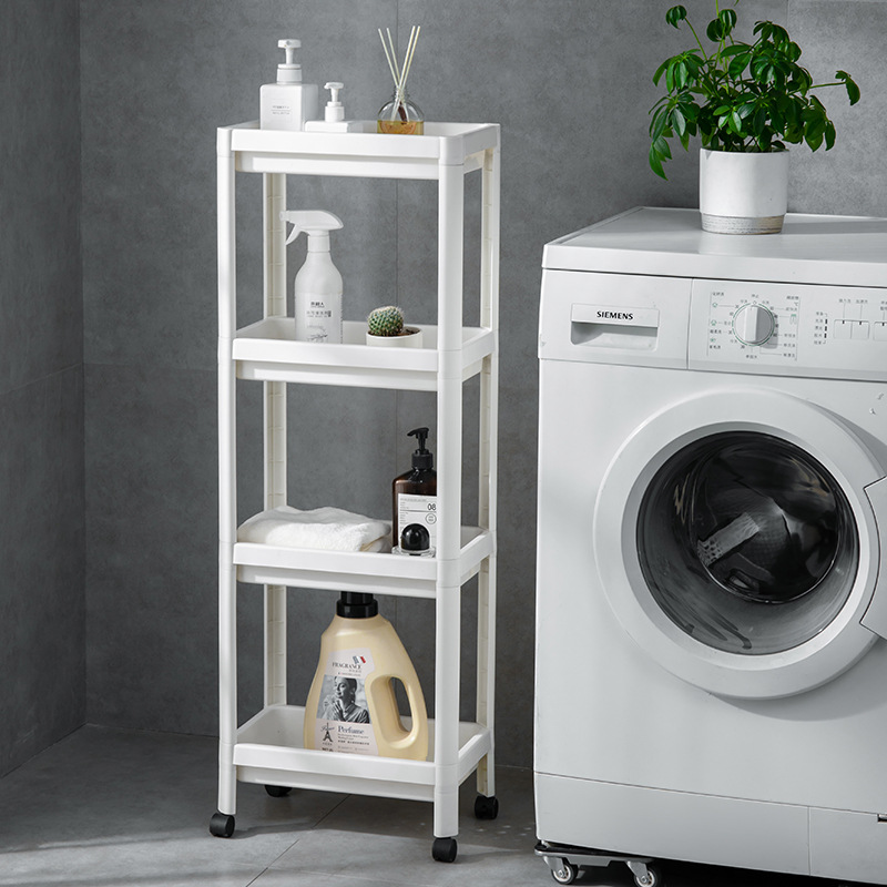 Multi-functional kitchen storage rack draining rack plastic storage rack floor-type hand push rack bathroom storage rack