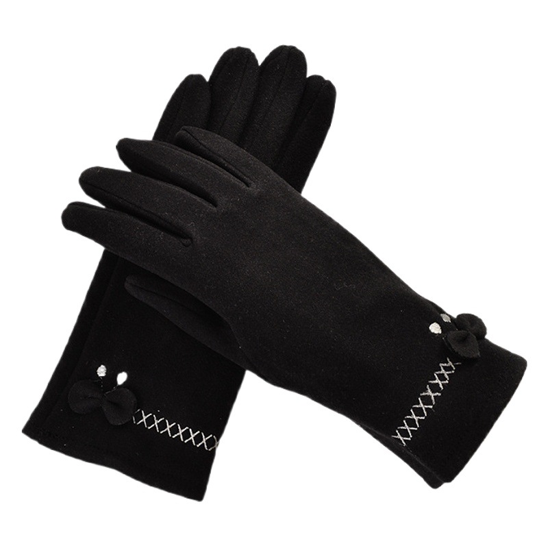 Nuevos guantes cálidos de piel de conejo para mujer, guantes de invierno y otoño, guantes Xinji, a prueba de viento, forrados de lana, a prueba de frío, versión gruesa, venta al por mayor.