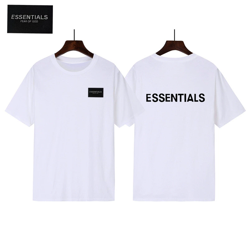 FEAR OF GOD двойная нить Essentials Модная брендовая футболка из чистого хлопка мужская и женская с короткими рукавами на груди логотип с буквой горячее тиснение