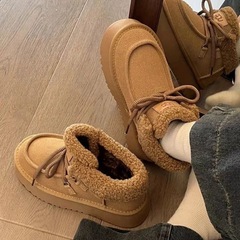 加绒加厚保暖防滑雪地靴女2025新款冬季厚底毛毛东北大棉鞋短靴子