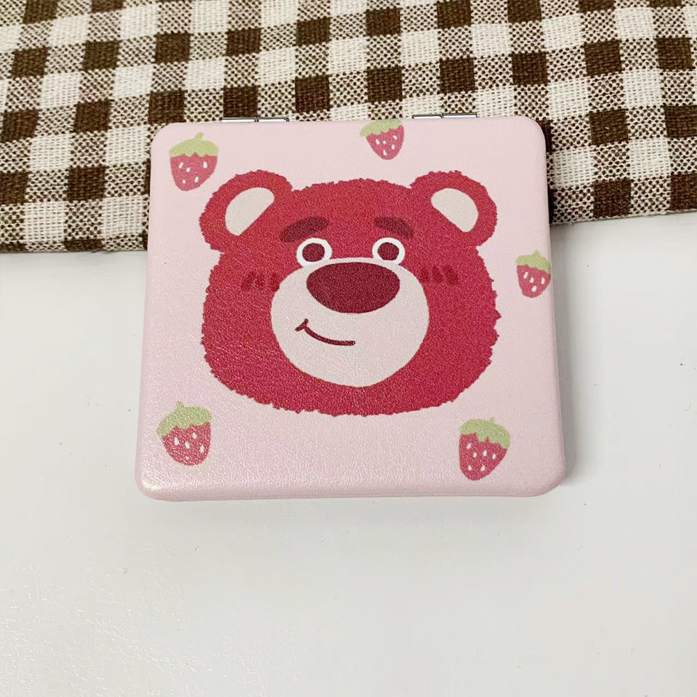 Nuevo perro Pacha osos de fresa doble cara plegable espejo de maquillaje tienda en línea tienda de espejo pequeño fábrica al por mayor