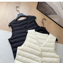 高品质 V领90白鹅绒大码马甲轻薄保暖羽绒背心内穿百搭内胆外穿女