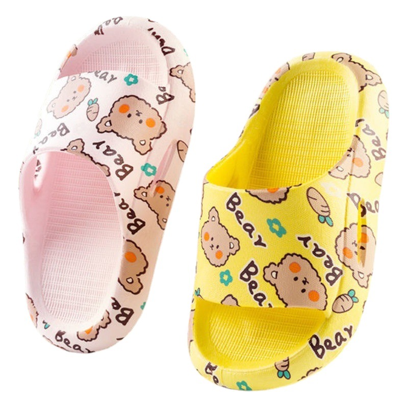Zapatillas infantiles de dibujos animados para niñas oso baño antideslizante suave fondo integrado interior hogar niños verano zapatillas frescas