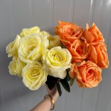 9头玫瑰花婚庆婚礼装饰布置仿真玫瑰工艺品家居摆件批发外贸批发