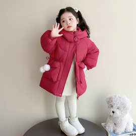女童冬季保暖羽绒服2025新款女宝宝洋气加厚中长款白鸭绒韩版外套