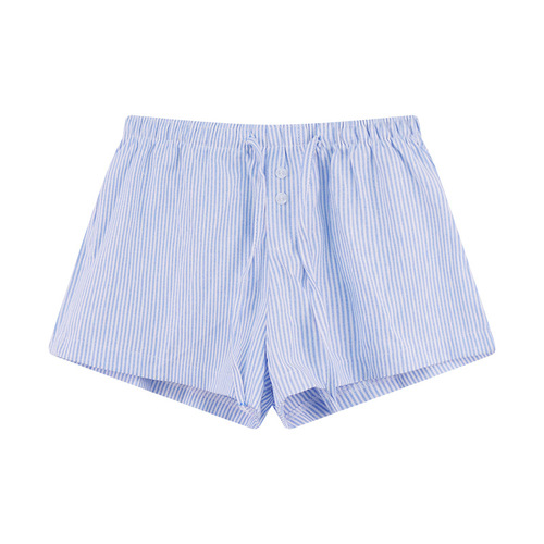 2025 European and American Fashion Basic Niche Striped Women's Casual Shorts Summer Home Loose Trend